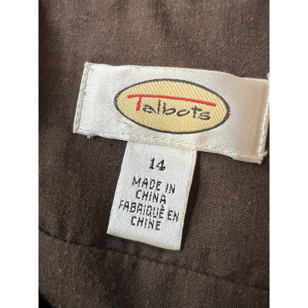 VTG Talbots Dress Embroidered Brown SZ 14 Classic Beach Cruise Summer - Picture 8 of 10